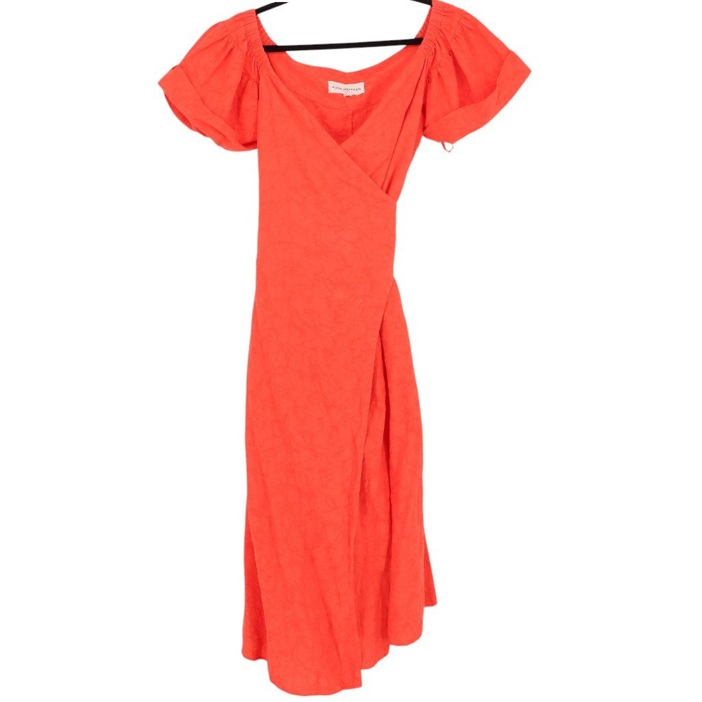 Mara Hoffman Swim Adelina Wrap Cover Up Dress Puff Sleeve Size XS Orange